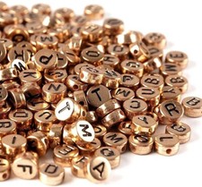 Letter Beads Alphabet Beads Rose Gold Bulk Beads Wholesale 7mm Gold Plated 1000