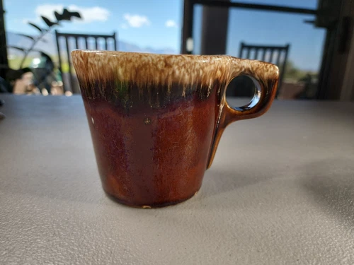 Hull Oven Proof USA Brown Drip Glaze Tea Coffee Mug Cup 3.5" Tall