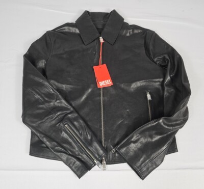 Diesel L-Melia Damen Biker Lederjacke Leather Jacket Black Größe