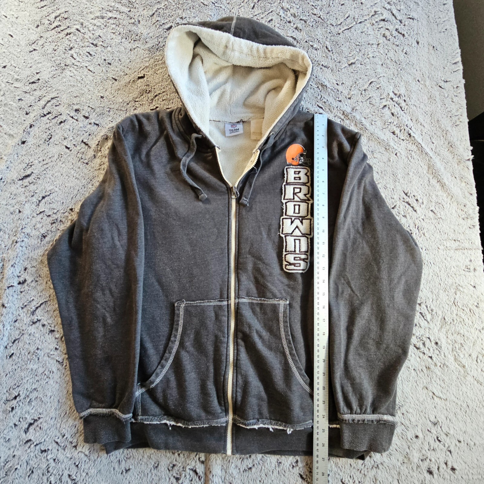 NFL Cleveland Browns Full Zip Fleece Lined Hoodie XL Grey image 6