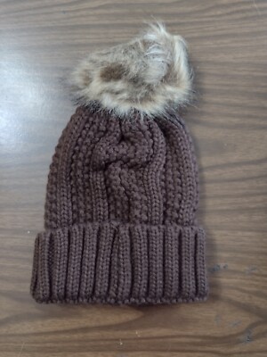 SAMZX Women's Winter Hat Thick Cable Knit Beanie Faux Fur Pom Pom
