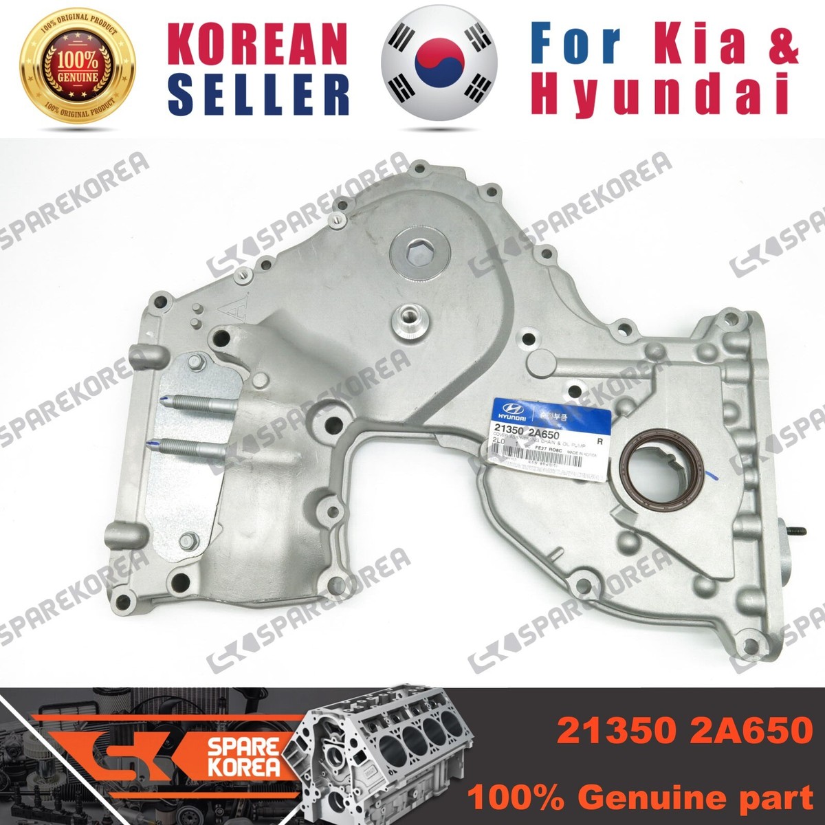 Genuine/OEM 213502A650 COVER ASSY-T/CHAIN for Kia Forte (Cerato
