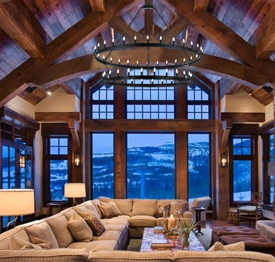 New In Box - Wrought Iron Vintage Barn Metal Castile Chandelier Industrial Loft  - Image 4 of 4