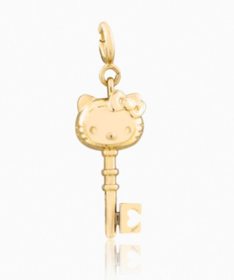 Hello Kitty Official Authentic Solid Yellow Gold 17K Necklace Key Cute Pendant