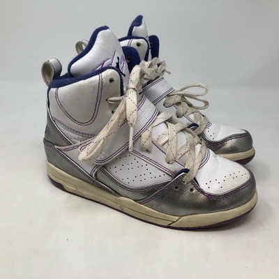 Nike Air Jordan Flight 45 Shoes Basketball Girls White Purple Sz
