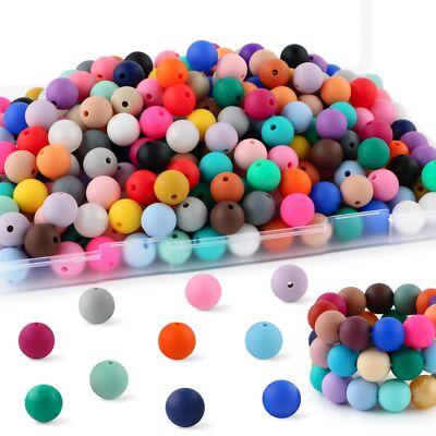 150Pcs 12mm Silicone Beads, 30 Colors Silicone Beads for Keychain Making Bulk...