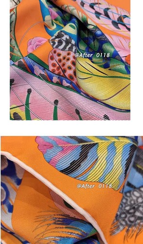 Pure 14~18 Momme Twill Silk Wrap Scarf Bandanna Feather Print Square Shawl 35" - Picture 27 of 42