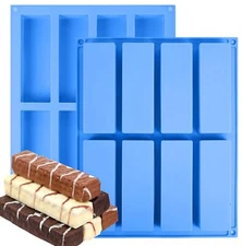 2Pack 8-Cavity Rectangular Granola Bar Mold for Energy Bar Protein Chocolate Bar