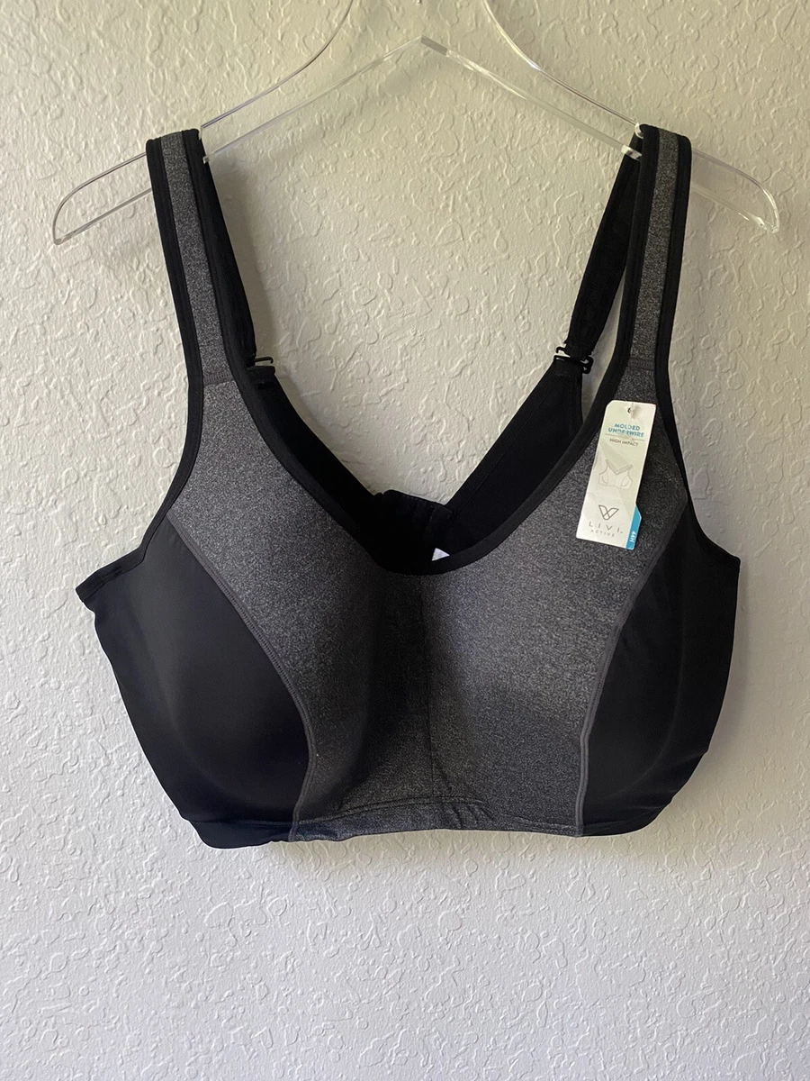 Lane Bryant LIVI Active High Impact Molded Underwire Sports Bra Gray 44H 44  H