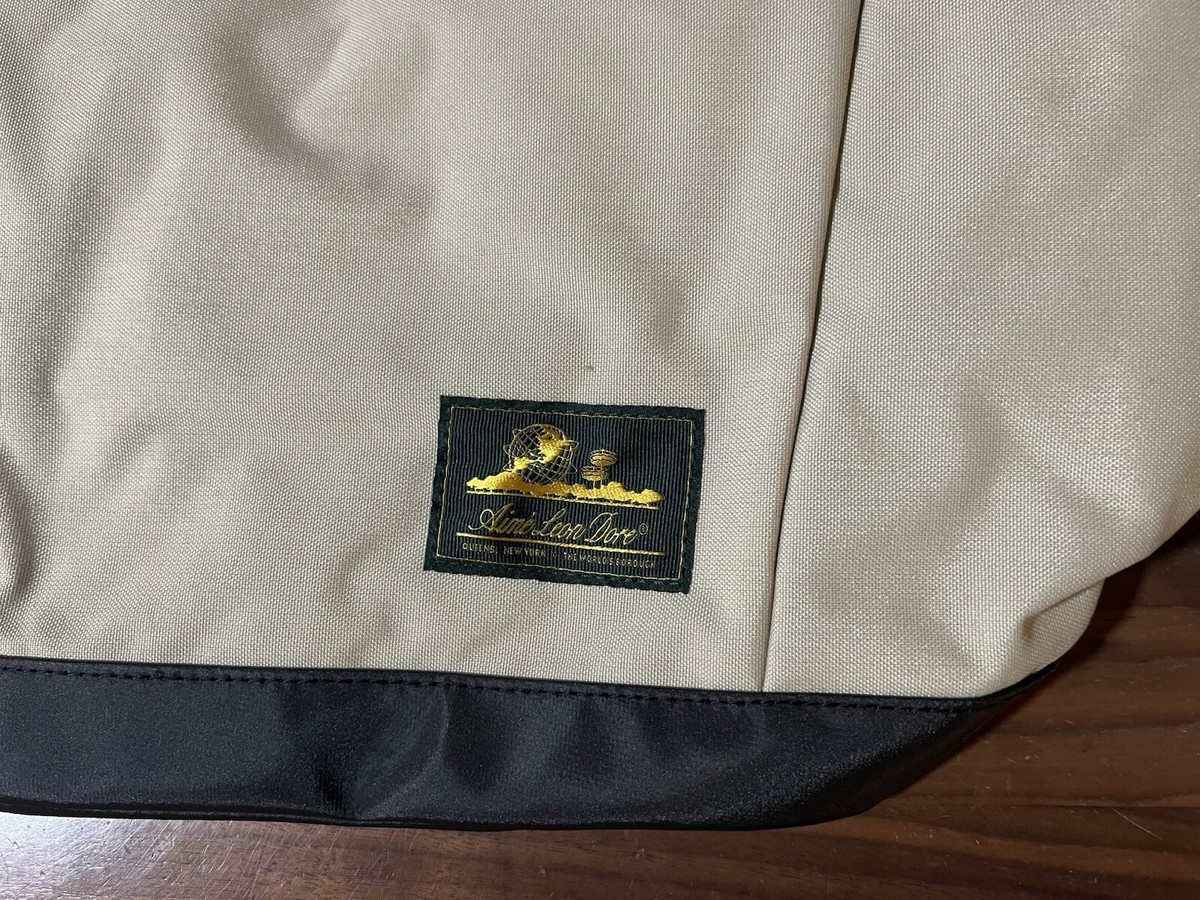 Aime Leon Dore Nylon Unisphere Logo Patch Backpack Beige Book Bag