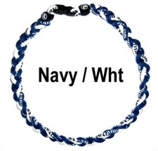 3 Rope Tornado Braided Twist Baseball Softball Necklace 18" 20" Navy Blue White