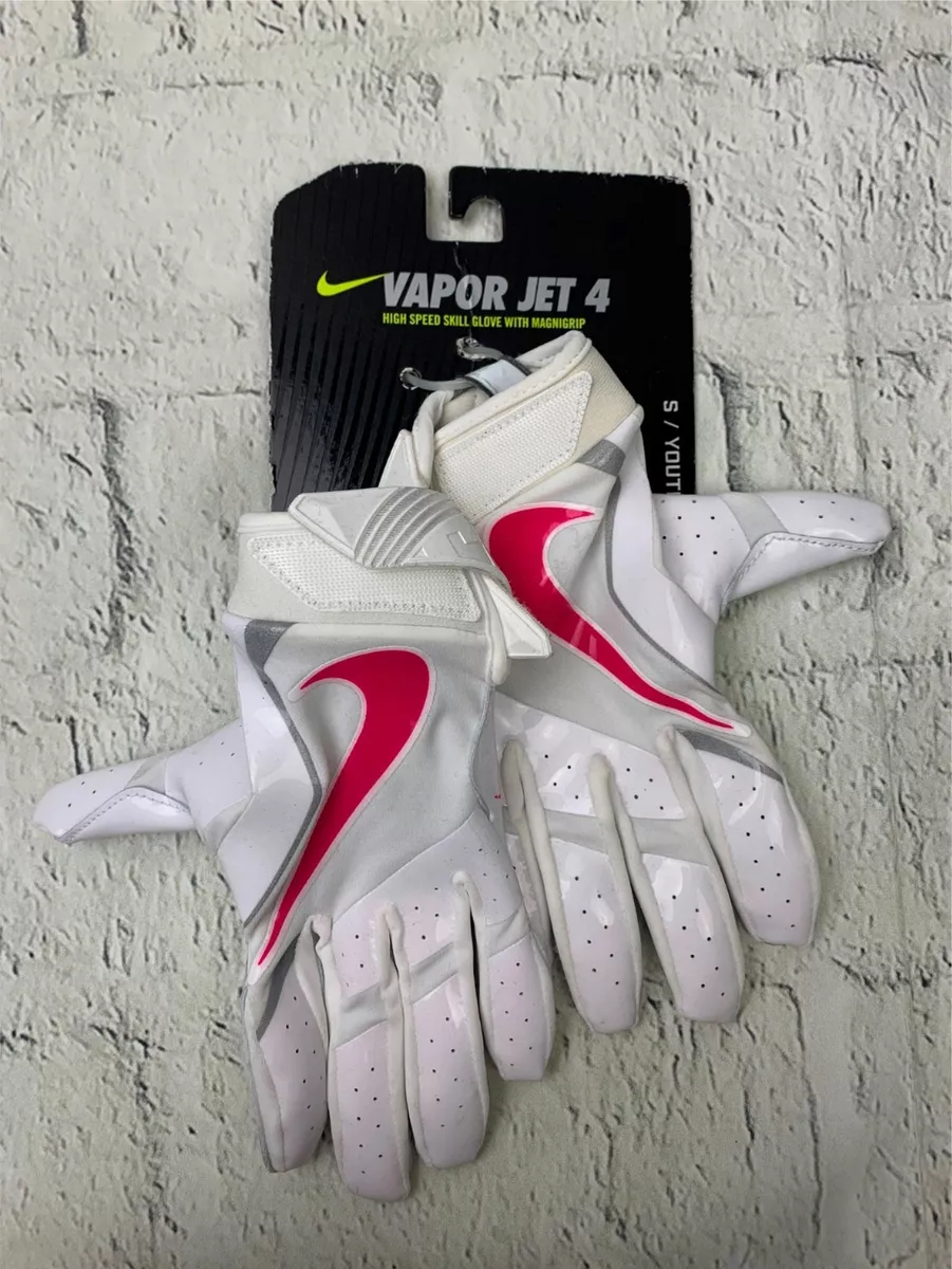 Football Gloves White Blue Youth Small High Speed