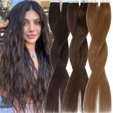 US STOCK 200G 80PCS Tape In Remy Human Hair Extensions Skin Weft FULL HEAD 100g