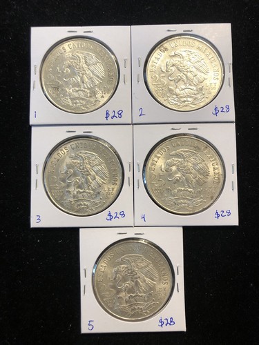 1968 $25 Pesos Mexico Olympics.720 Plata Pura Silver (Receive 1 Coin) Some Spots - Picture 2 of 8