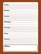 Magnetic Dry Erase Calendar - White Board Planner - Brown 3/012