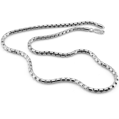 Real 925 Sterling Silver Box Chain Link Necklace Lobster Clasp for Men  Women