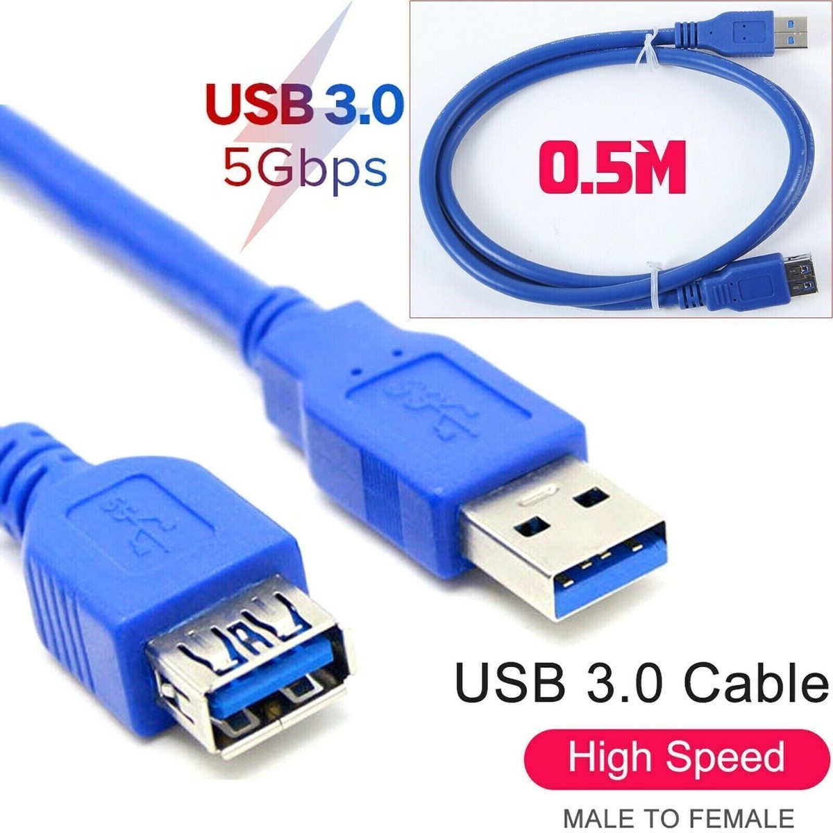 USB 3.0 Extension Cable – High-Speed Type A Male To Female Extender Cord, Multiple Lengths 5 thumbnail image