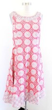 Talbots Womens Coral Blue Medallion Geometric Print Fit and Flare Dress Size 4 