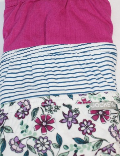 New 3 pack JOCKEY covered waistband 100% cotton HIPSTER PINK STRIPES FLORAL - Picture 2 of 3