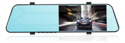 Dual-lens rearview mirror driving recorder car HD touch screen 5.5-inch HD