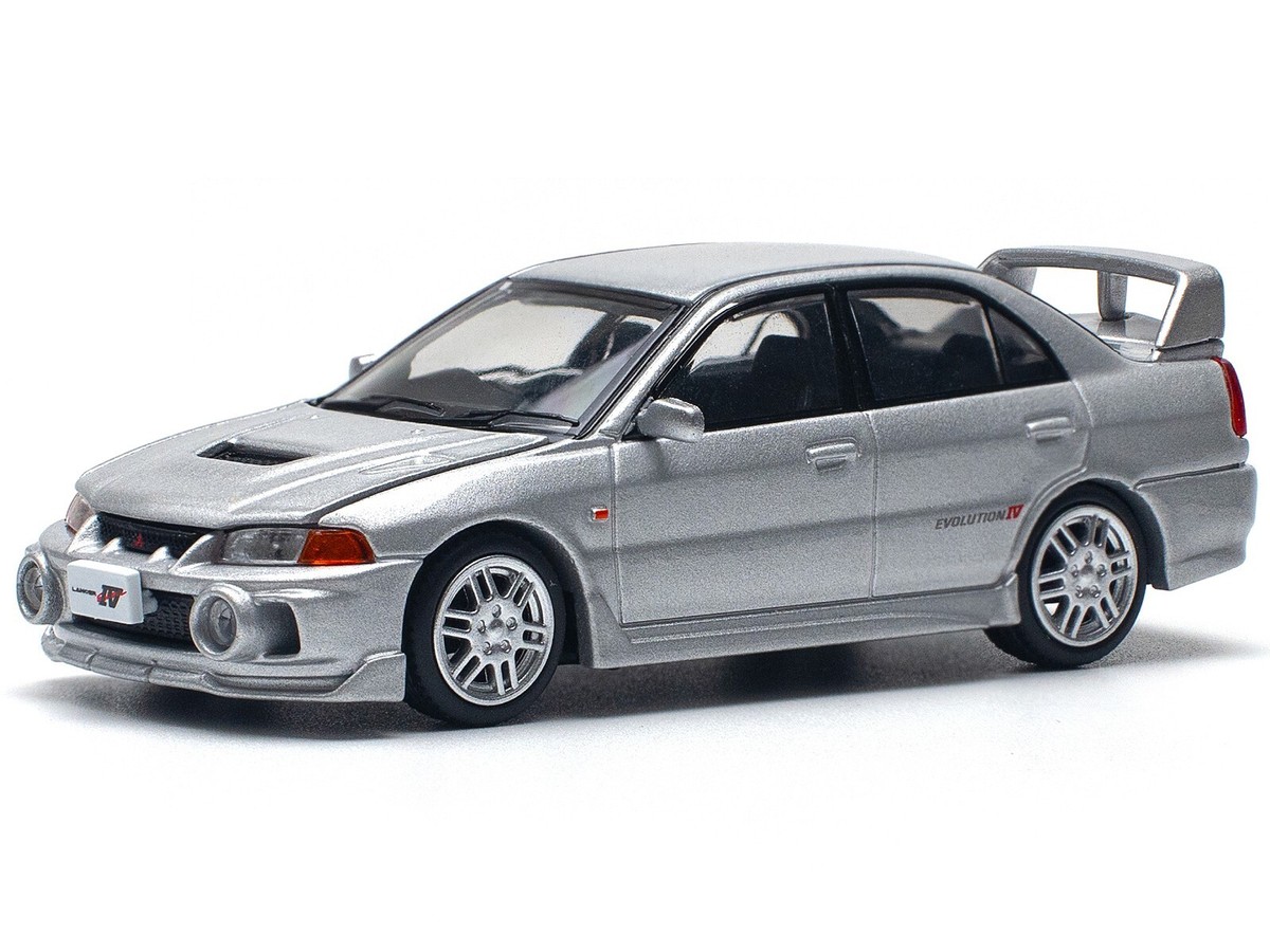 MITSUBISHI LANCER EVO IV RHD STEEL SILVER 1/64 DIECAST CAR BY POP