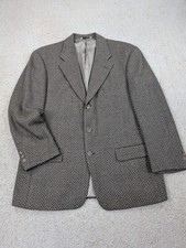 Claiborne Sport Coat Mens 44R Tan Wool Herringbone Tweed Blazer Suit Jacket VTG