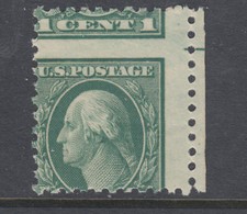 US Sc 498 MNH. 1917 1c green Washington, two-way MISPERF, sound, fresh, VF