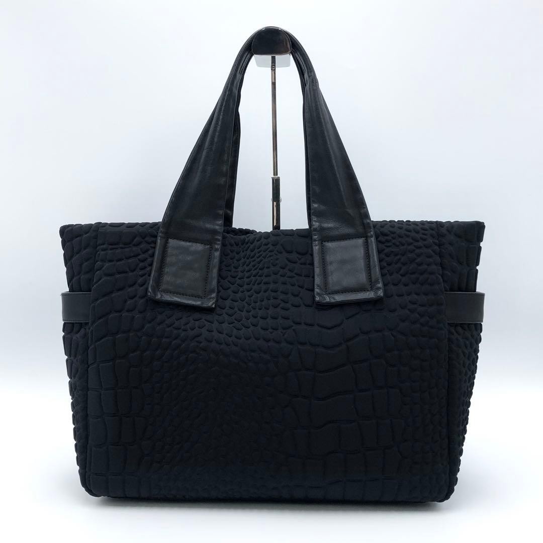 kawa-kawa Rare Embossed Tote Bag Black Japan Made Sh… - Gem