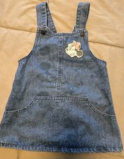 Disney Junior Minnie Mouse Denim Jumper Dress Toddler 24M Embroidered Cute