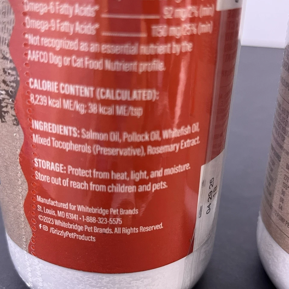 2 x GRIZZLY OMEGAS WILD ALASKAN SALMON PLUS SUPPLEMENT DOGS CATS 16 OZ Exp 4/24 - Image 4 of 4