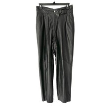 Vintage Wilson  s Black Leather Yoke Front High Waist Seamed Pants size 8 lined
