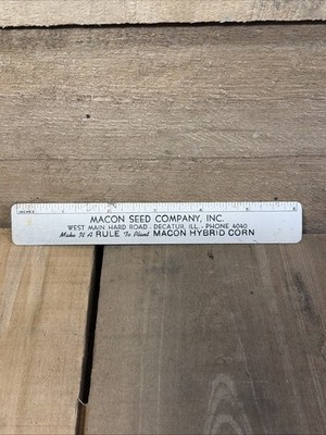Vintage Ruler Macon Hybrid Seed Company Corn Farm Feed Decatur ILL Phone 4040