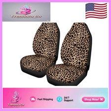 Stylish Leopard Print Front Seat Protectors For Cars - Universal Fit Covers Set