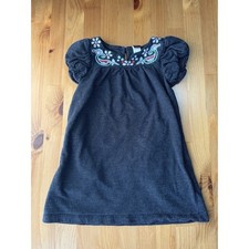 Tea Collection Girls Blue Polka Dot Floral Embroidered 100% Cotton Dress Size 3