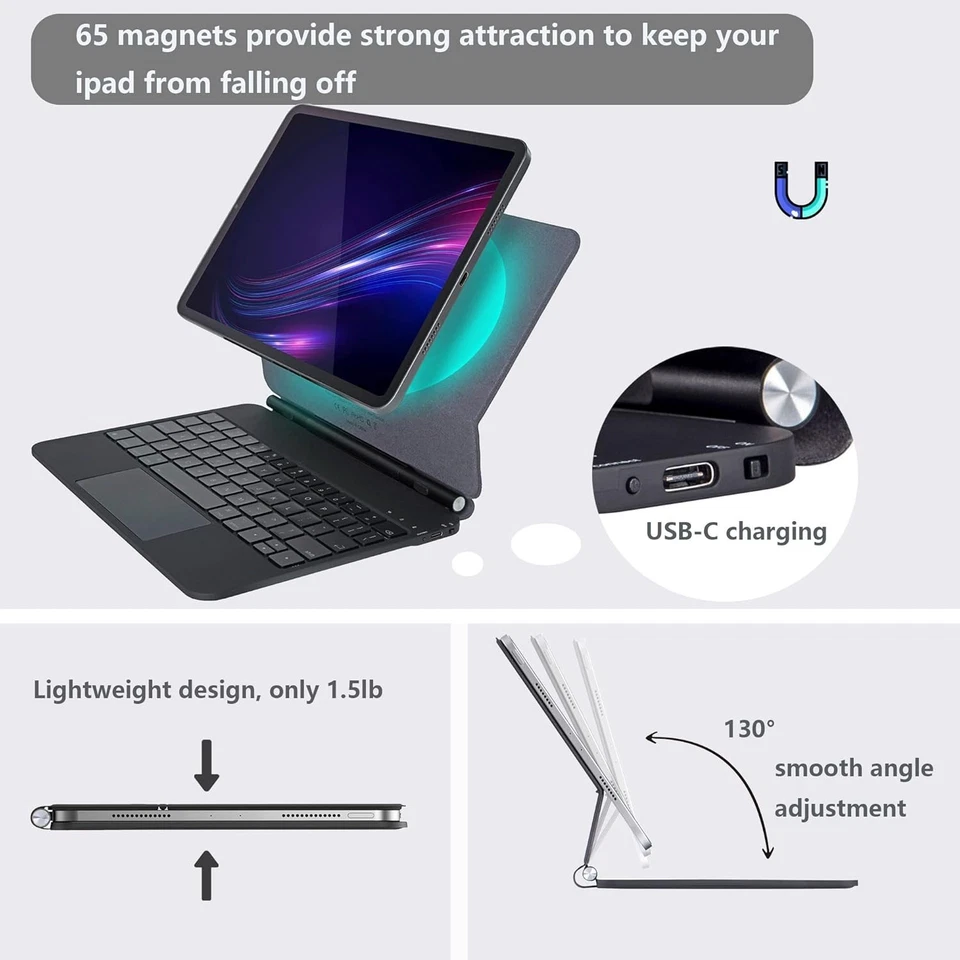 Magic Keyboard para iPad Pro 13 pulgadas (M4) 2024, estuche con teclado magnético fácil de configurar con Foto 2 de 4
