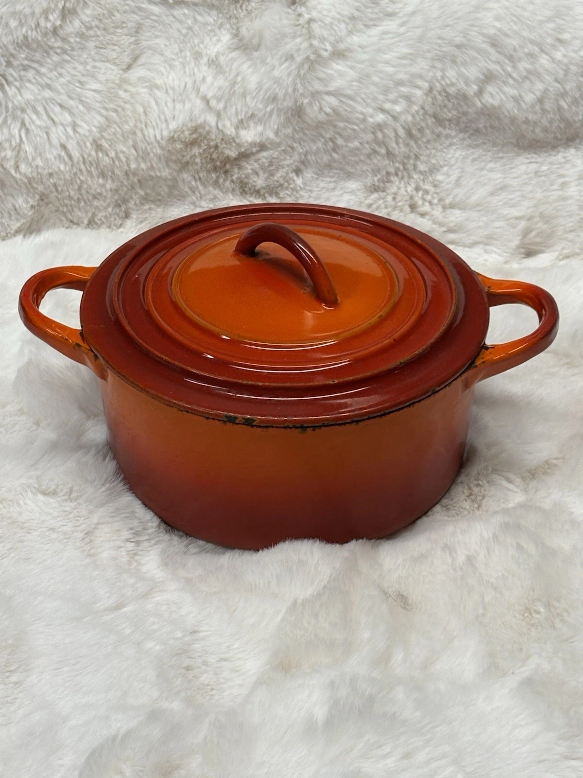 Original France - 1960s Le Creuset A 1.5qt Cast Iron Dutch Oven FLAME Orange Red