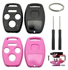 2 Pack Key Fob Shell Case Replacement Fits for Honda Accord 2003 Black  Pink