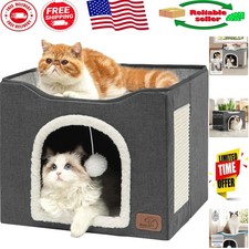 Spacious Cat Cave For Multiple Pets - Dark Grey, Cozy Enclosed Space & Easy Care