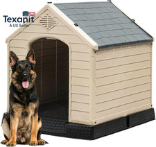Plastic Dog House, Weatherproof Outdoor/Indoor Doghouse, Puppy Kennel with Air V