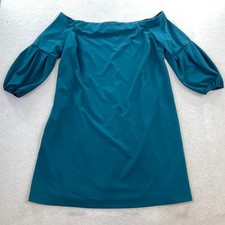 Vince Camuto Women's Teal Off-The-Shoulder Bubble-Sleeve Dress Size 2X
