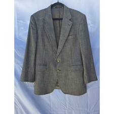 Evan-Picone Mens Houndstooth Blazer Brown Tan Two Button Sport Coat Made in USA