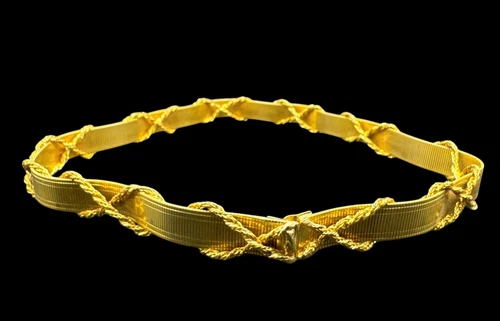 Authentique ceinture vintage signée Christian Dior grosse maille dorée corde torsadée
