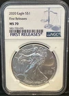 2020 Silver Eagle Dollar NGC MS70 FIRST RELEASES