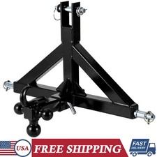 3 Point 2" Receiver Trailer Hitch+3-Ball For Category 1 Tractor with Towing Hook
