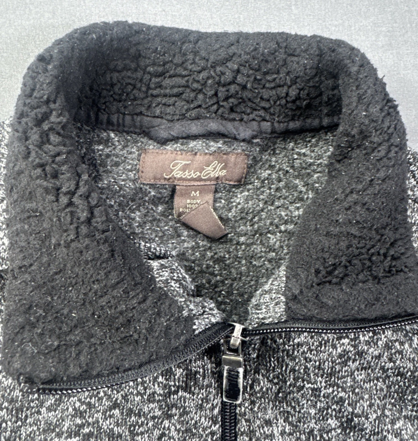 Tasso Elba Full Zip Fleece Lined Knit Jacket Elbow Patches Men's M - product detail image 6