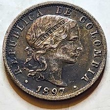 1897 Colombia 10 Centavos Bogot&aacute; 0.900 Silver KM#198 Dark Toned High Grade