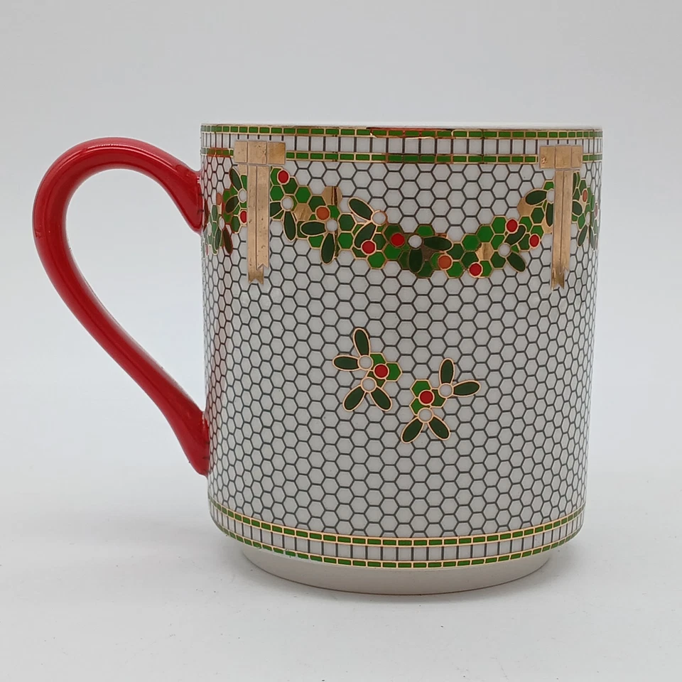 ANTHROPOLOGIE Azulejo Festivo Bistro MONOGRAMA INICIAL 'M' Taza de Navidad con Pegatina Foto 3 de 4