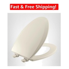 Elegant Biscuit Wood Toilet Seat with Easy Clean Hinges - Round, 17.2" x 14.38"