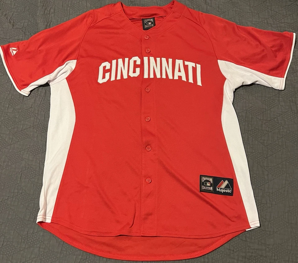 🟥 CINCINNATI REDS XL JERSEY THROWBACK MLB JOEY VOTTO  XL MAJESTIC COOPERSTOWN  - Image 2 of 4