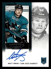 2013 PANINI CONTENDERS MATT IRWIN 203 MINT RC AUTOGRAPH HOCKEY SAN JOSE SHARKS
